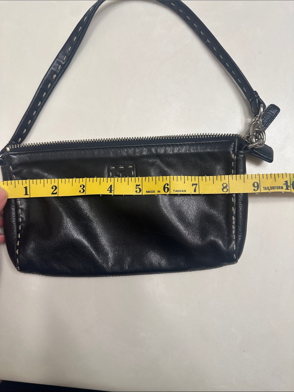 Lauren Ralph Lauren Black Leather Wristlet with Logo Patch - Picture 8 of 10
